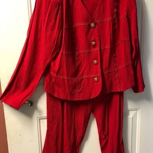 Lady Dorby 2pc Red Pantsuit Women’s size 16WP